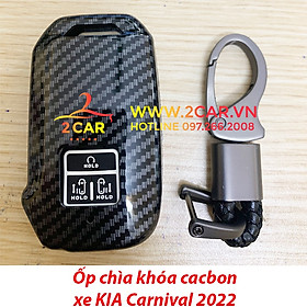 Ốp khóa, bọc chìa khóa cacbon xe Kia Carnival 2021 2022 vân Carbon kèm móc đeo siêu đẹp