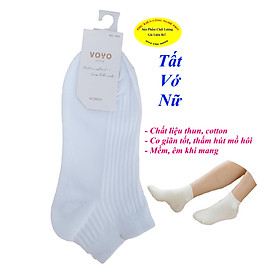 Tất vớ nữ Kiểu cổ ngắn Voyo Sock Women Chất liệu thun cotton co giãn, Mềm mại, Bảo vệ đôi chân Sx tại VN