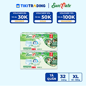 [Mẫu mới] Combo 2 Tã quần SunMate siêu mềm mại G1 mới size XL-14+2 miếng