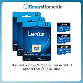 Thẻ nhớ MicroSD Lexar 32/64/128 GB Class 10, U1, V10, A1 633X Tốc Độ 100mb/s - Hàng Chính Hãng