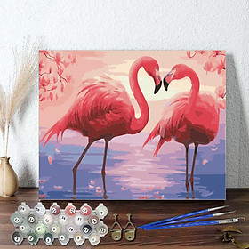 Mua Tranh sơn dầu số hoá 40 x 50 cm có khung - đôi hồng hạc