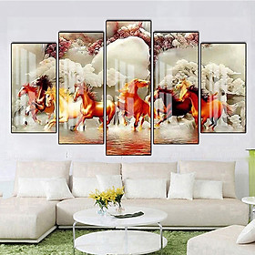 Tranh Canvas Treo Tường Hiện Đại _ Tranh Bộ 5 Mã Đáo Thành Công _ MD14