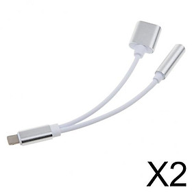 2x3.5mm Headphone Audio Adapter Charger Cable For iPhone 7 8 Plus X Silver