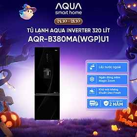Tủ lạnh Aqua Inverter 320 lít AQR-B380MA(WGP)U1 - Bảo hành 2 năm - Freeship toàn quốc - Hàng chính hãng