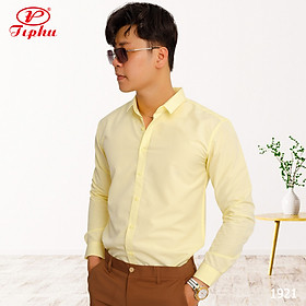 Áo sơ mi nam form body slim fit, phong cách Hàn, không túi, vải Bamboo màu trơn, hiệu Amazing