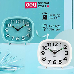 Mua Đồng hồ báo thức dạ quang Deli - Trắng/ Xanh dương - 8800