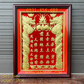Bài vị Thần Tài Thổ Địa dát vàng 30cmx38cm – Nền đỏ ( 2 loại: Có đèn và Không đèn) – Vàng 24 K