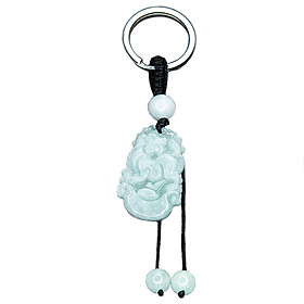 Móc khóa 12 Con Giáp  Cẩm Thạch tự nhiên - Tuổi Tuất | MKJADTUAT11 VietGemstones