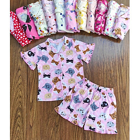 Đồ bộ bé gái, bộ pijama ngắn tay cho bé gái size 18-35kg chất cotton mềm mát