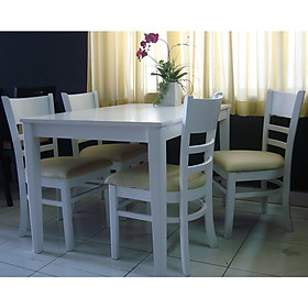 Bộ bàn ăn cabin 4 ghế (trắng)