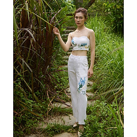 Quần Trắng Ống Suông Linen Thêu Tay Mơ PAN206 thời trang thiết kế Hity