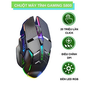 Chuột máy tính gaming có dây S800 3200DPI chế độ LED 7 màu 6 nút bấm thiết kế cải tiến cho cảm giác cầm nắm tuyệt vời