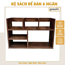 Kệ Sách Gỗ ,Hồ Sơ, Để Bàn HọcTập, Giá Để Tài Liệu, Decor Phòng Học, Chống Ẩm Mốc Loại 6 Ngăn Kích Thước 40CM*60CM - Màu Nâu