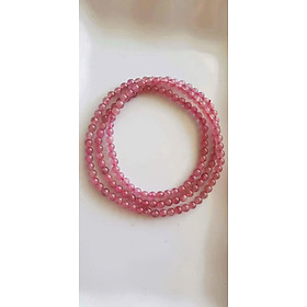 Vòng Tourmaline hồng tự nhiên quấn 3 vòng tay đẹp Size hạt 4mm đeo kiểu rất xinh xắn Chuẩn hợp nữ mệnh Hỏa và mệnh Thổ ạ