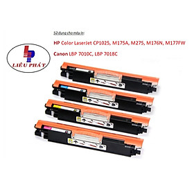 Hộp mực in màu dùng cho máy Canon LBP 7010C, LBP 7018C, HP CP1025, 1025NW, MFP M175A, M275, M176N, M177FW - bộ mực HP 130A, HP 126A, Canon 329 - Torner laser color