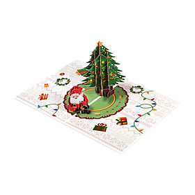 Holiday Greeting Card Santa Claus Tree Popup Christmas Greeting Card