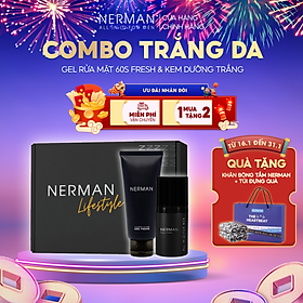 Combo dưỡng trắng da Nerman dùng cho nam giới bao gồm 1 Gel rửa mặt 100ml và 1 kem dưỡng trắng 30g