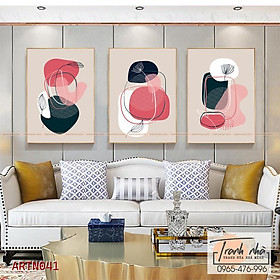 Mua Bộ 3 tranh canvas Trừu tượng (Abstract) - Đường nét và mảng màu - ARTN041