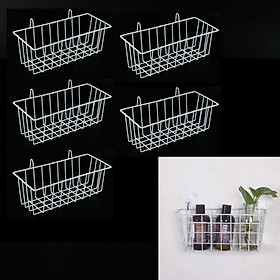 5pcs Nordic Style Grid Tall Storage Basket Wire Hanging Basket-White