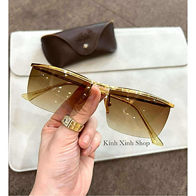Kính râm nam Solex Amor nửa viền càng nhỏ cao cấp mạ vàng 14K Tặng Fullbox phụ kiện