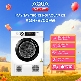 Máy sấy thông hơi Aqua 7 kg AQH-V700FW - Bảo hành 2 năm - Freeship toàn quốc - Hàng chính hãng
