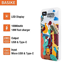 Mua Sạc Dự Phòng 10000mah BASIKE PD18W USB-C Sạc Nhanh Cho iPhone Samsung HUAWEI OPPO-Hàng chính hãng