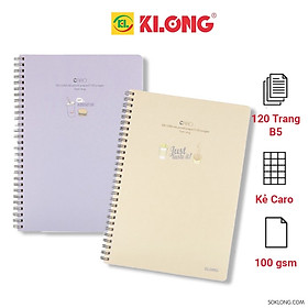 Sổ lò xo kép / Vở lò xo Klong Caro B5 bìa nhựa - 80 / 120 / 200 trang