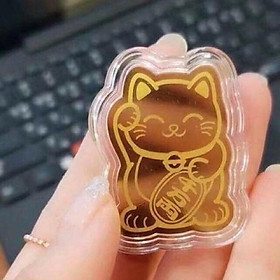 Mua Mèo thần tài mạ vàng chiêu tài  hút lộc - dán hoặc để sau ốp lưng điện thoại  để trong ví