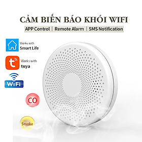 Cảm biến khói kết hợp với cảm biến khí CO Kết nối Wifi qua app Tuya/ Smartlife