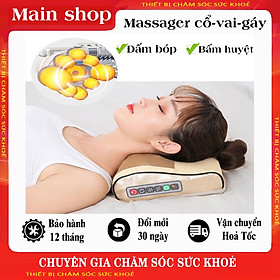 Gối massage hồng ngoại trị liệu 16 bi - Máy massage Cổ, Vai, Gáy, Lưng, Eo cao cấp CHÍNHHÃNG