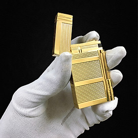 Mua Hộp Quẹt Bật Lửa Gas Đá Kẻ Sọc Ngang Nền Vàng  Bạc Cao Cấp (Giao Màu Ngẫu Nhiên)