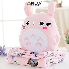 Mua Bộ Chăn Gối Văn Phòng 3 Trong 1 Hình Thỏ Xám Và Thỏ Hồng TOTORO Xinh Đẹp