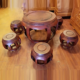 Mua Bộ bàn ghế kiểu trống gỗ hương 7 món