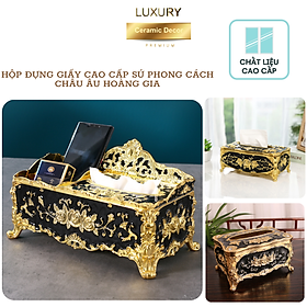 Mua Hộp Đựng Giấy Sứ Mạ Vàng Ánh Kim Phong Cách Châu Âu DECOR LUXURY - Hàng Nhập Khẩu