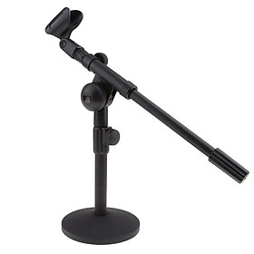 Adjustable Round Base Desktop Mic Stand Holder With Microphone Clip