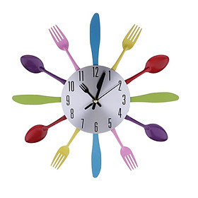 Creative Cutlery Clock Spoon Fork Wall Clock for Living Room