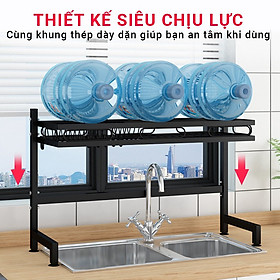 Kệ để chén đĩa thông minh trên bồn rửa bát sơn đen cao cấp, Kệ úp bát đa năng 2 tầng kiểu dáng chắc chắn