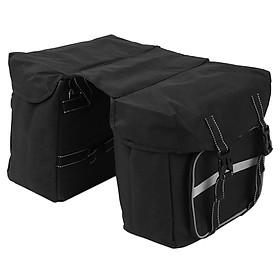 Túi đôi Pannier gắn yên xe đạp bằng Polyester sức chứa lớn chống mài mòn chống nước phản quang-Màu đen