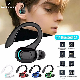 Tai nghe không dây chống nước Bluetooth 5.2 Tai nghe không dây có Mic Mini Ear Hook Hifi Stereo Music Music cho màu điện thoại: Đen