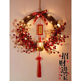 Mua Vòng hoa đào đông treo tường  treo cửa ra vào trang trí Tết đẹp  vòng nguyệt quế decor giáng sinh đón năm mới VH-05
