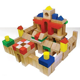 Bộ khối 100 chi tiết màu đồ chơi xếp hình gỗ