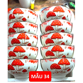Bộ 10 Chén gốm sứ  hoa văn 4D viền miệng chén