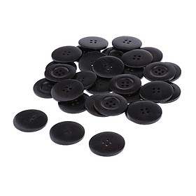 30pcs Mixed Random Round 4 Holes Wood Wooden Buttons for Sewing Crafting 40mm