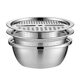 Mua Bộ chậu rửa INOX 304 đa năng 3 trong 1 ( rây lọc gạo  rổ ráo nước  nạo củ quả )