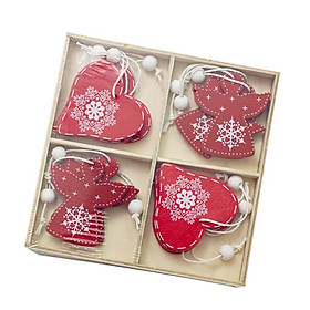 12 Pieces Christmas Wooden Pieces with Box Gift Tags Xmas Tree Ornament