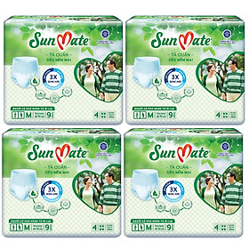 Combo 4 Gói Tã quần Sunmate M9 Siêu Mềm Mại - Tã Quần Người Lớn - Date luôn mới