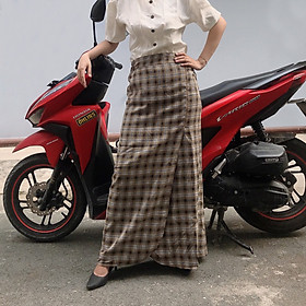 Váy Chống Nắng Xẻ Tà Kaki Vải Cotton Mềm Mát Có Nút Bấm Không Gỉ Chắc Chắn
