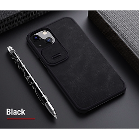 Bao da dành cho iPhone 13/ 13 Pro/ 13 Pro Max hàng chính hãng Nillkin QIN có nắp trượt bảo vệ camera - Hàng nhập khẩu