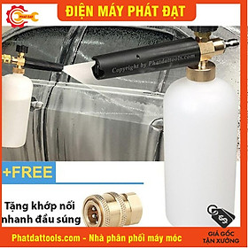 Bình Tạo Bọt Tuyết Gắn Súng Rửa Xe Dung Tích 1000ml-Tặng Kèm Khớp nối nhanh và 100 ml nước rửa xe không chạm