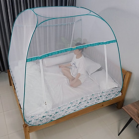 Mua Mùng Chụp Màn Chụp Tự Bung Đỉnh Rộng Cao Cấp 1m6x2m có viền chân - Mộc Miên ( có 2 Cửa)